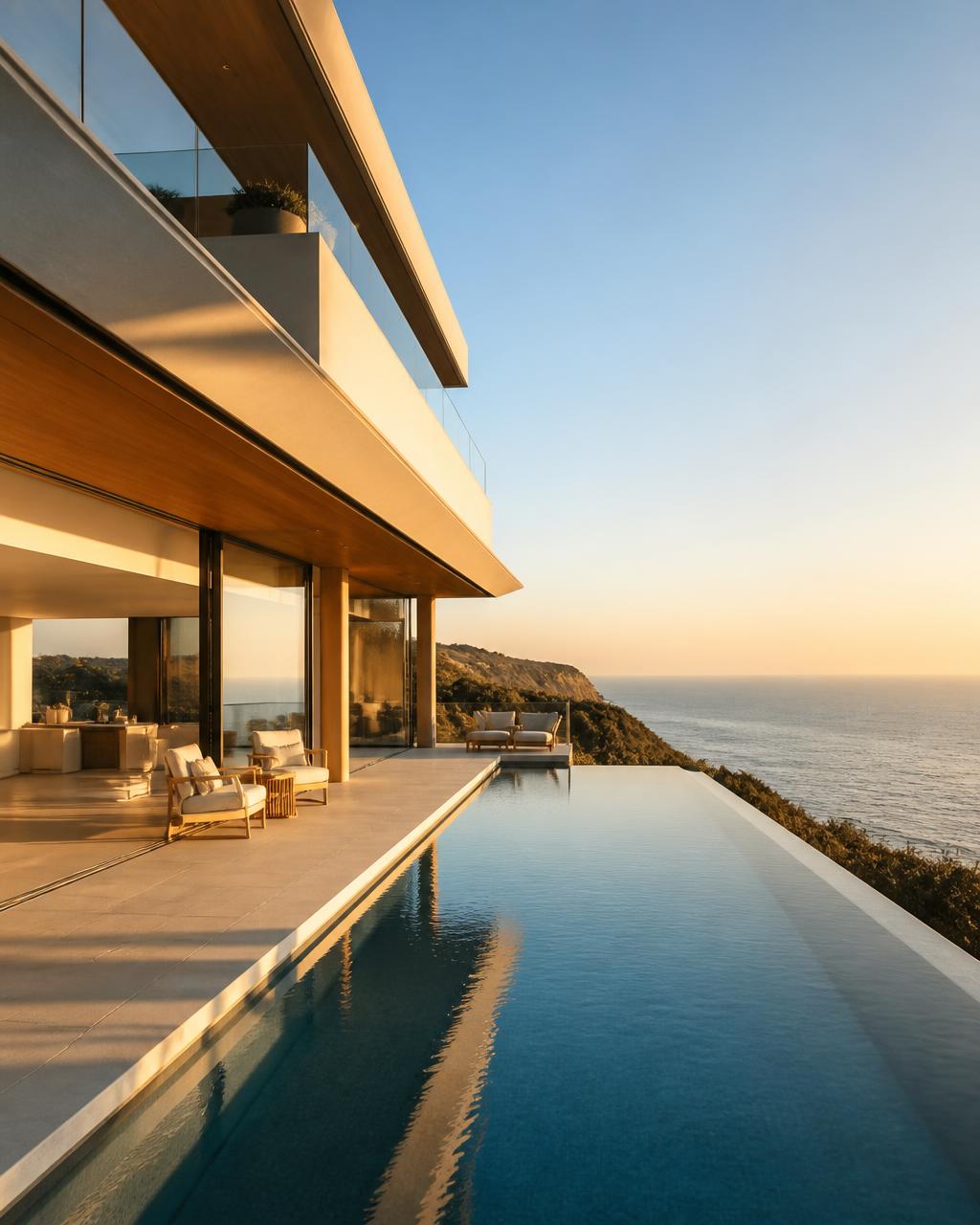 Contemporary villa with an infinity pool overlooking the ocean